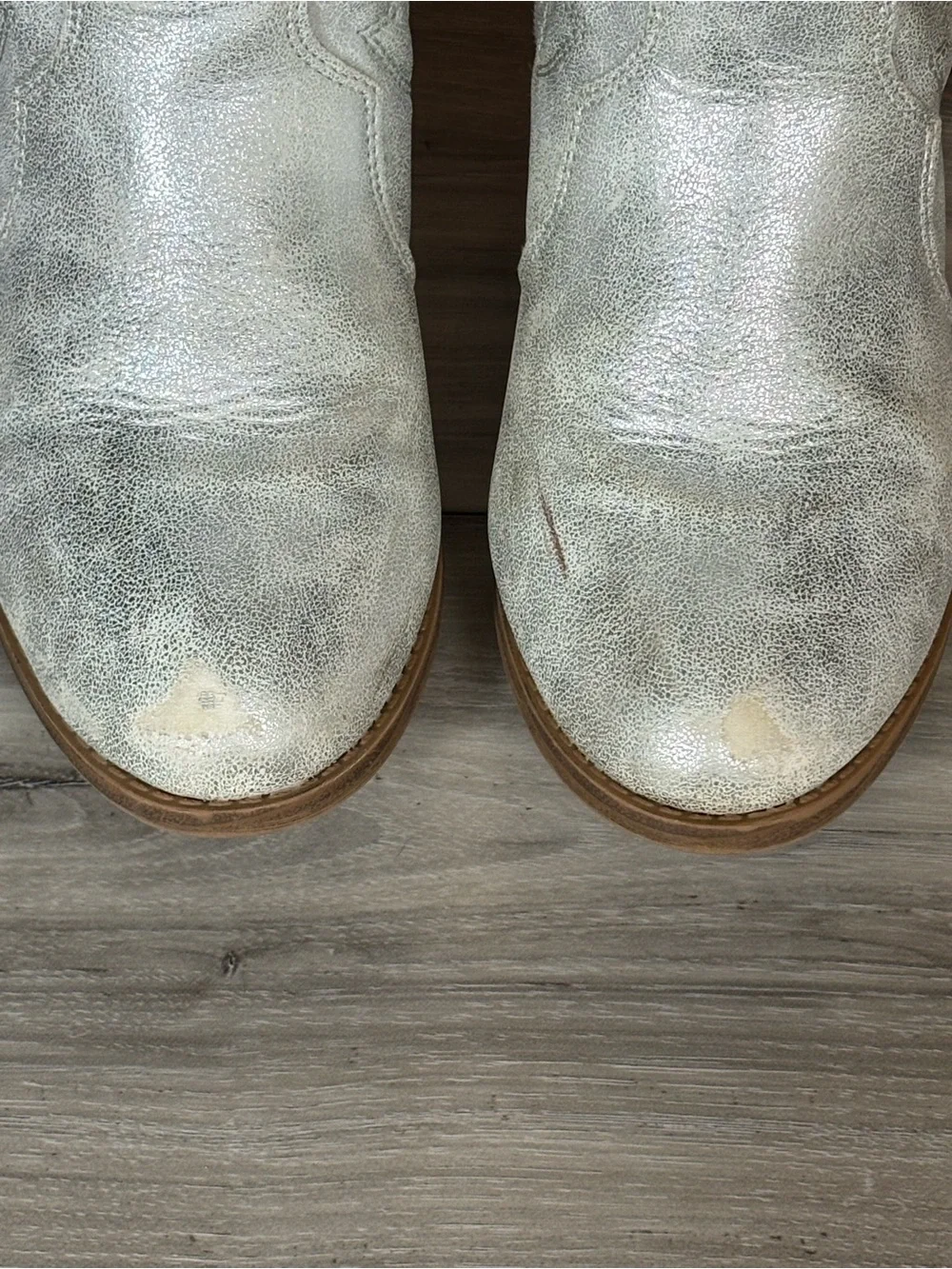 Mia | Girls Silver Western Cowboy Boots Side Zippers | SZ 1 Youth